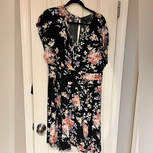 Torrid Black and Pink Floral Midi Dress